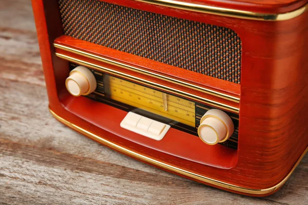 Retro radio on table, closeup