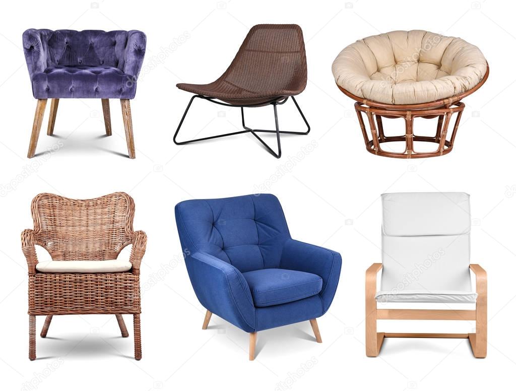 Collage with different armchairs