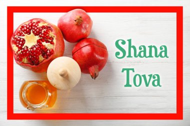 Metin Shana Tova ve geleneksel tatil gıda 
