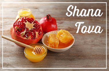 Metin Shana Tova ve geleneksel tatil gıda  