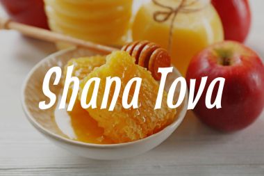 Metin Shana Tova ve geleneksel tatil gıda 