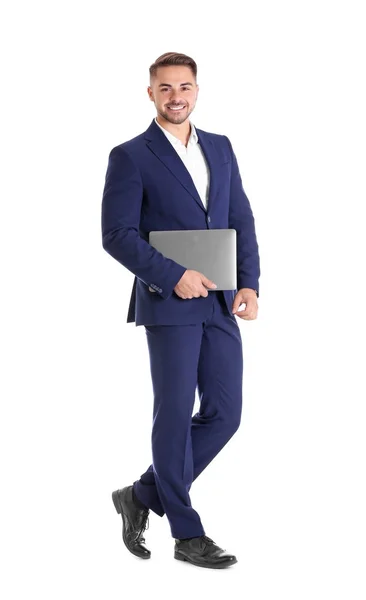 Junger Mann mit Laptop — Stockfoto