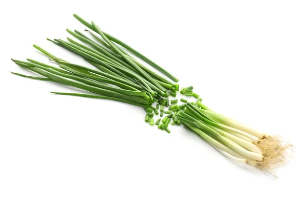 Cebolla verde sobre fondo blanco — Foto de Stock