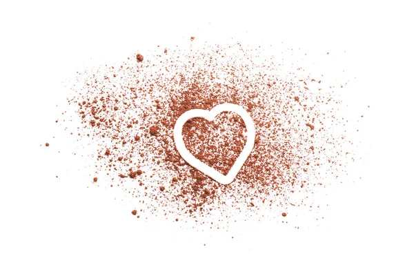 Heart made of healthy cocoa powder — Stock Photo, Image