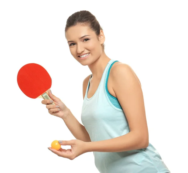 Young woman with tennis racket — Stock Photo, Image