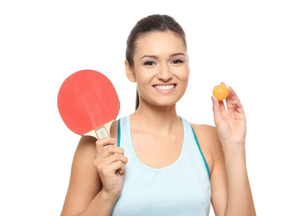 Jeune femme avec raquette de tennis — Photo