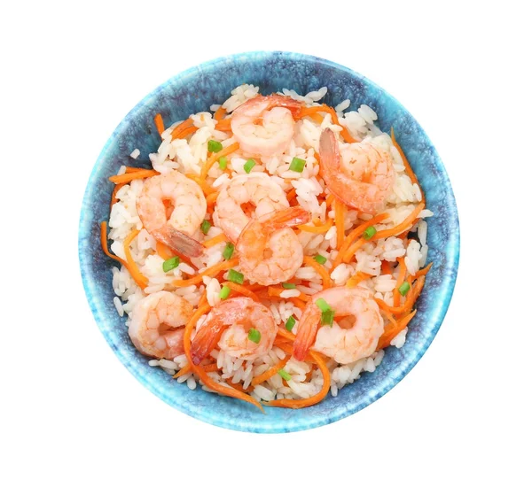 Miska z pyszne krewetek smażony ryż — Zdjęcie stockowe