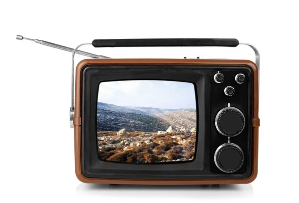 Retro tv op witte achtergrond — Stockfoto