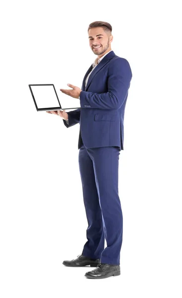 Jonge man met laptop — Stockfoto