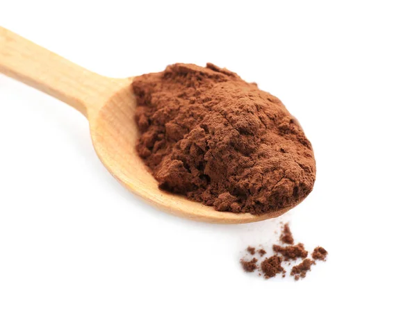 Łyżka z zdrowe kakao w proszku — Zdjęcie stockowe