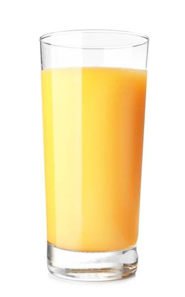 Verre de jus d'orange frais sur fond blanc — Photo