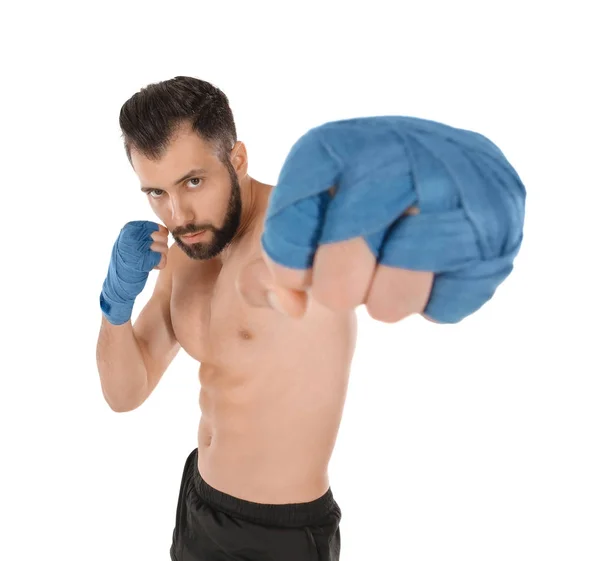 白い背景の上の男性のボクサー — ストック写真