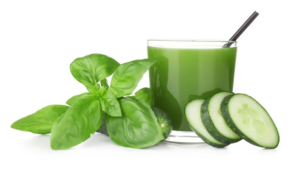 Succo di verdura verde in vetro — Foto Stock