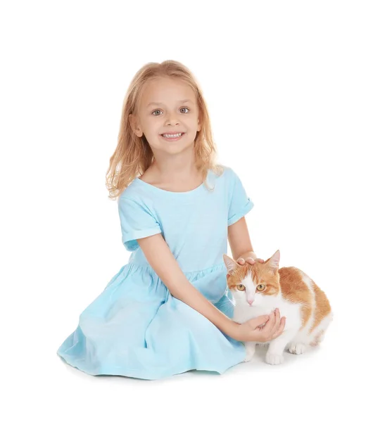 Маленька дівчинка з кішкою — стокове фото