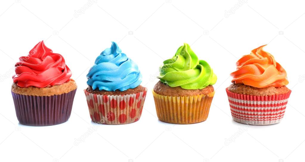 Tasty colorful cupcakes 