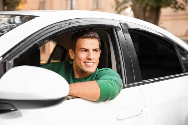 Man on driver seat — Stock Photo, Image