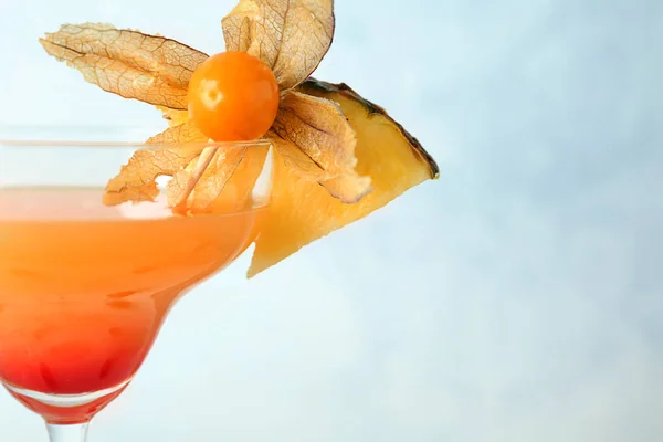 Glass with tasty exotic cocktail — Stock Photo, Image