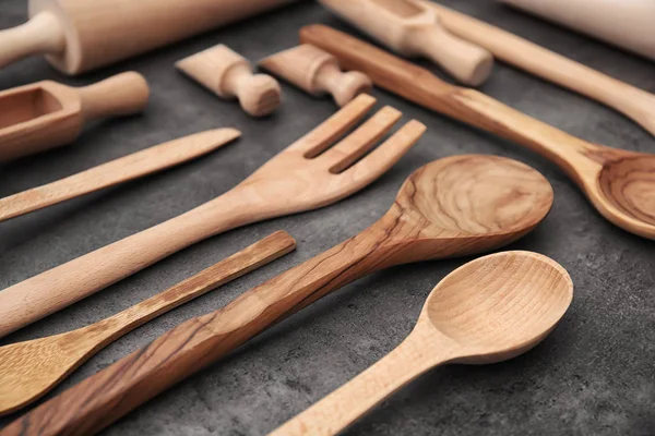 Fából készült konyhai eszközök készlete — Stock Fotó