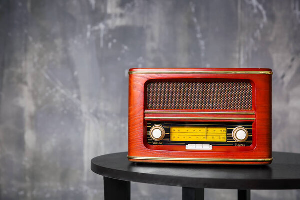 Stylish radio on table