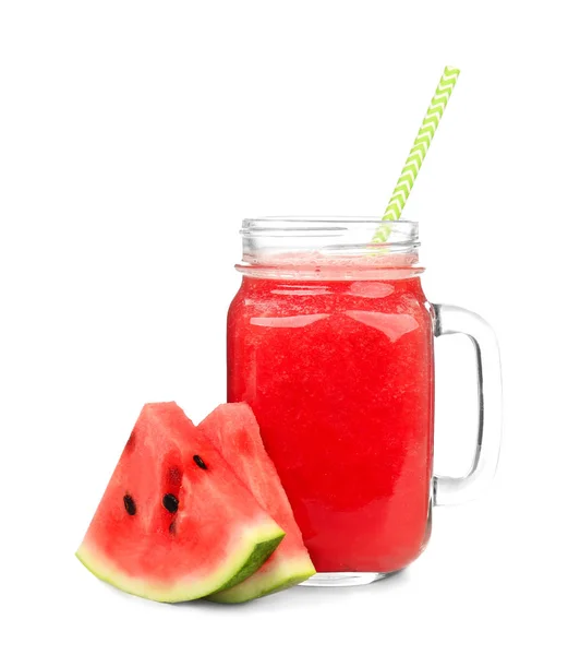 Koktejl a meloun plátky — Stock fotografie