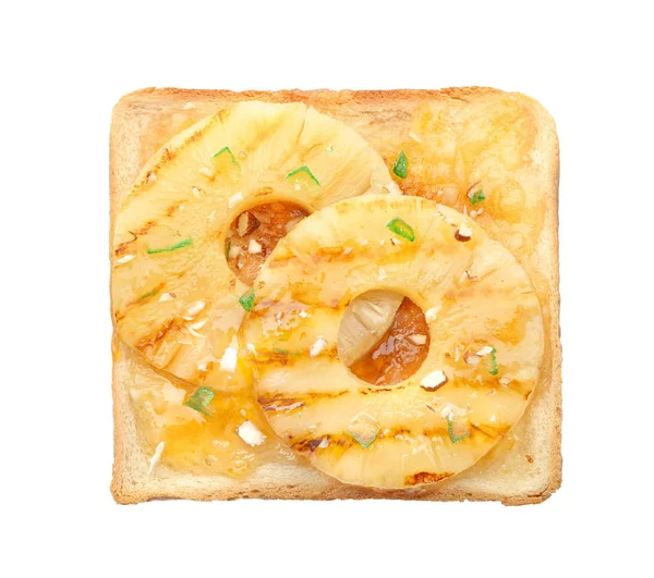 Delicious toast with pineapples — Stock Photo, Image