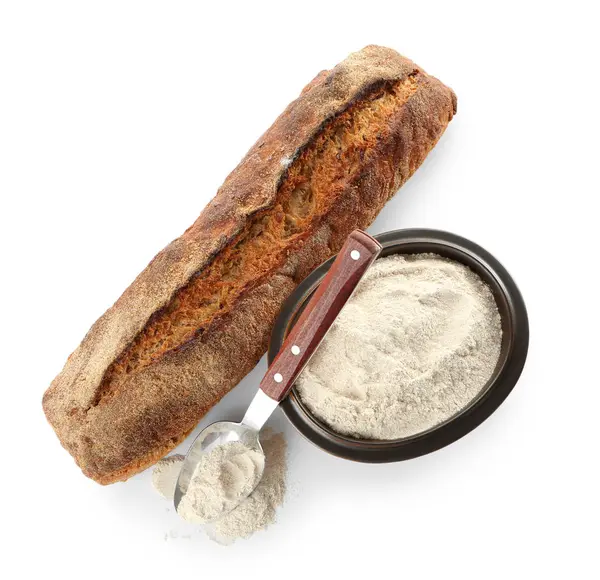 荞麦面粉和新鲜面包 — 图库照片