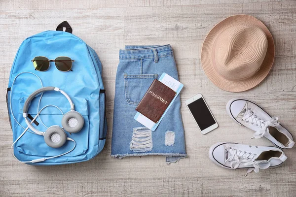 Composition with passport and baggage — Stock Photo, Image