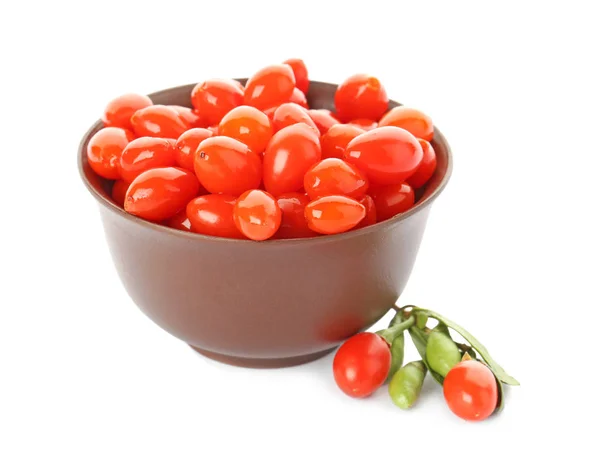 Bowl with goji berries — Stock Photo, Image