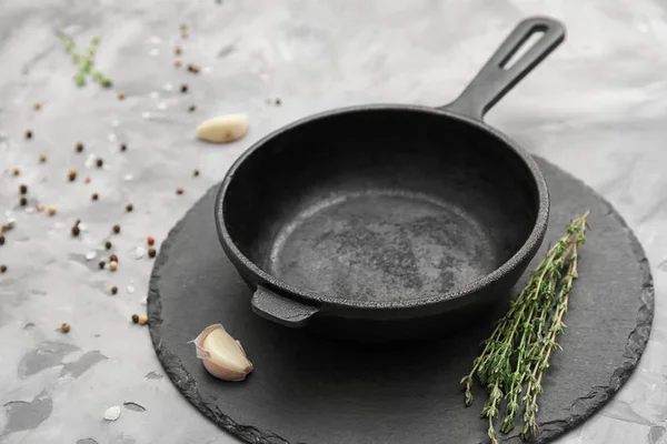 Frying pan on table — Stock Photo, Image