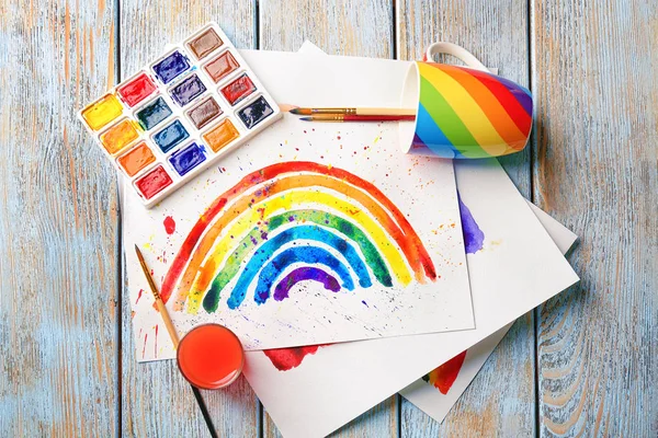 Watercolor painting of rainbow — Stock Photo, Image