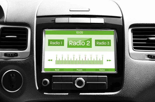 Récepteur stéréo In-dash avec radio dans la voiture — Photo
