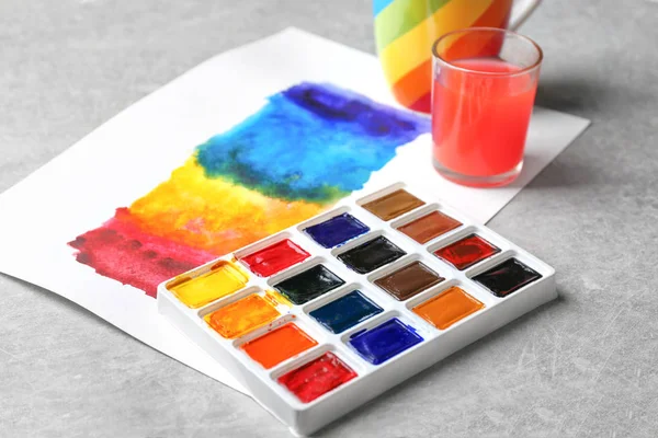 Watercolor painting of rainbow — Stock Photo, Image