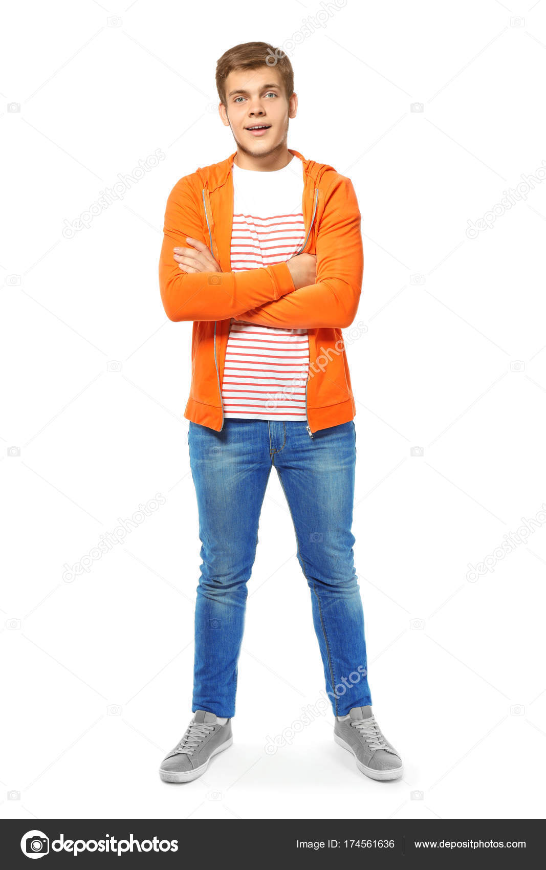 Adolescente chico en ropa casual sobre fondo blanco Foto de stock 174561636 belchonock