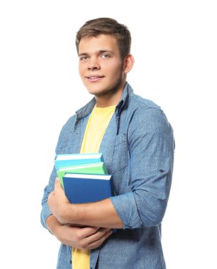 Genç çocuk kitapları beyaz arka plan ile