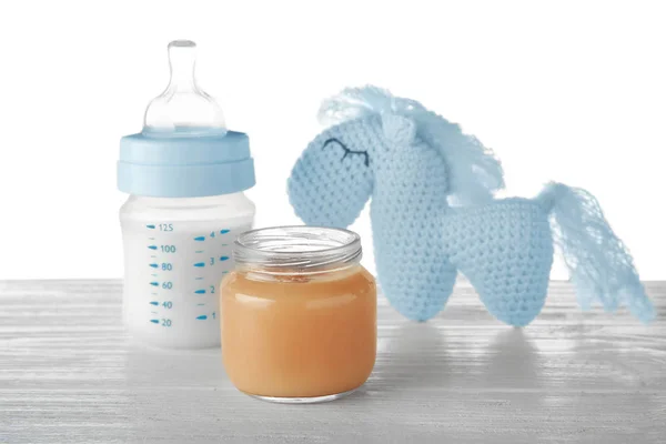 Composition with yummy baby food — Stock Photo, Image
