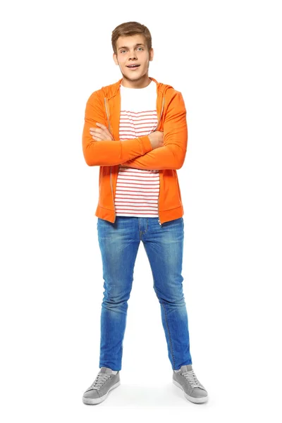 Teenager boy in casual clothes on white background — Stock Photo, Image