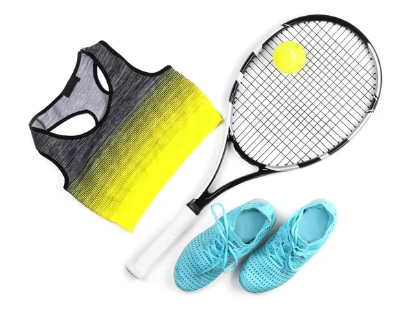 Tennis racket and clothes — Stock Photo, Image