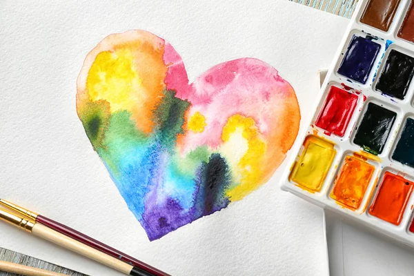 Painting of rainbow heart — Stock Photo, Image