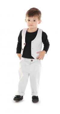 sevimli küçük çocuk, üzerinde beyaz izole