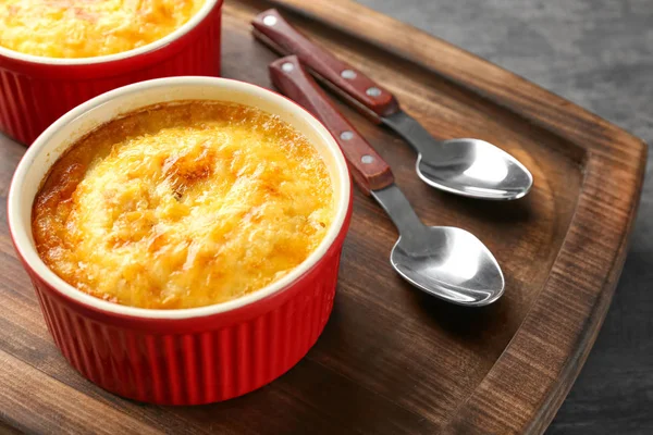 Ramekin with corn pudding — Stock Photo, Image