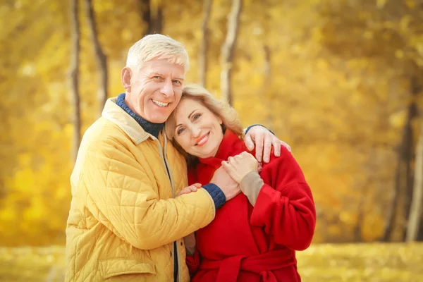 Älteres Ehepaar am Herbsttag im Park — Stockfoto