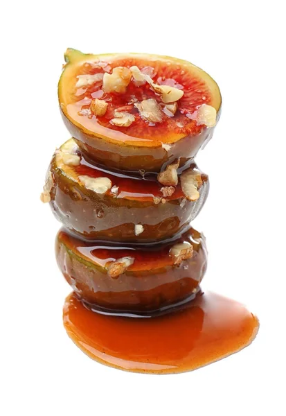Figs with caramel sauce — Stock Photo, Image