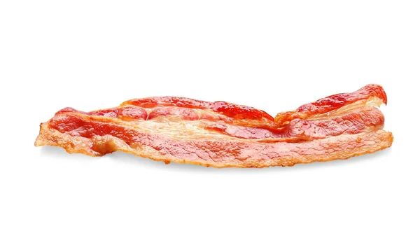 Cooked bacon rasher on white background — Stock Photo, Image