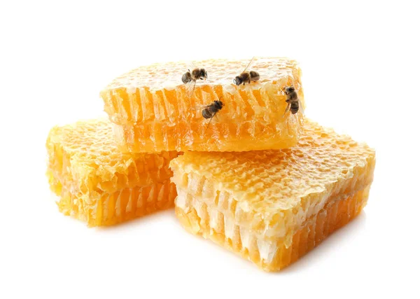 Panal con abejas en el fondo — Foto de Stock