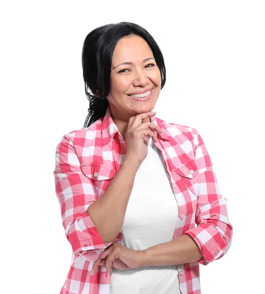 Hermosa mujer madura sobre fondo blanco —  Fotos de Stock