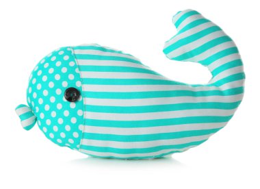 Sevimli balina yastık, üzerinde beyaz izole