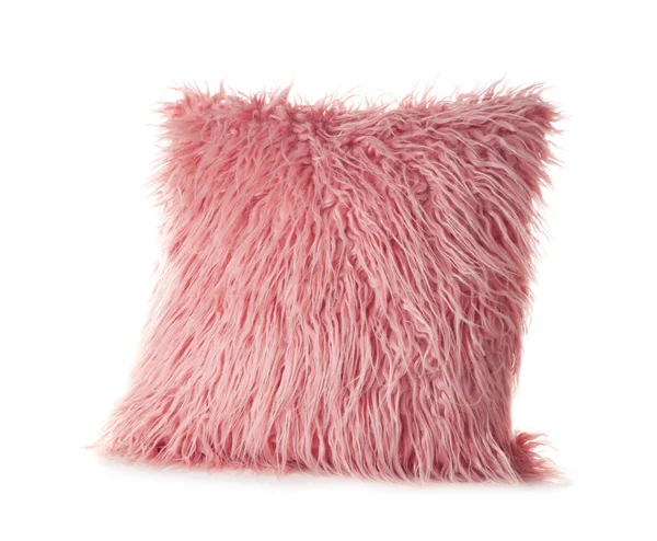 Travesseiro fofo rosa, isolado em branco — Fotografia de Stock