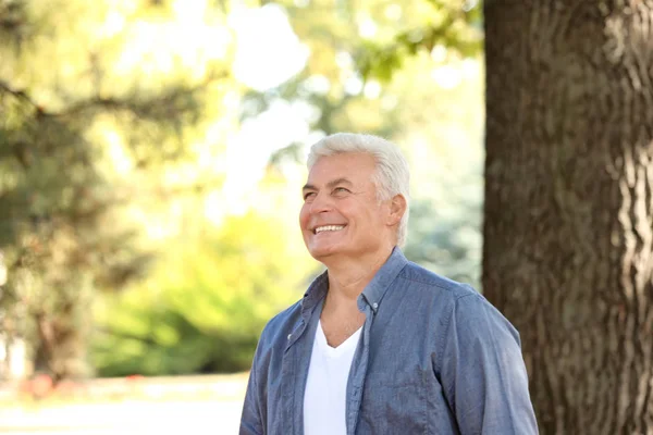 Bello uomo maturo nel parco — Foto Stock