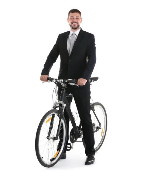 Stilig affärsman med cykel — Stockfoto