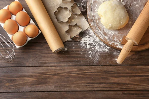 Ingredients for dough on  background — Stock Photo, Image